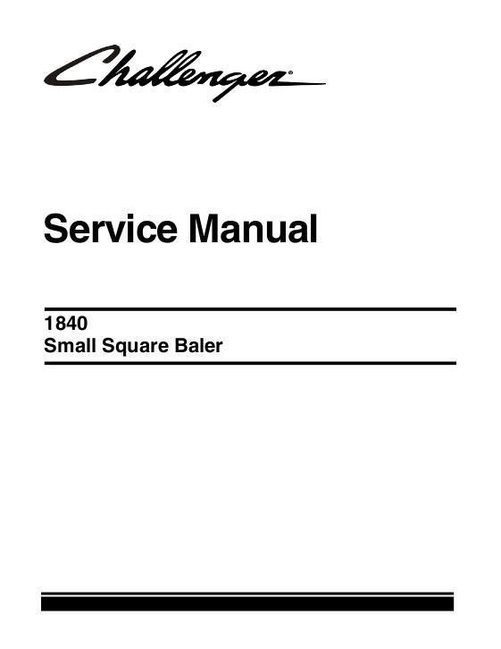 AGCO 1840 Baler Service Manual 79036208A English