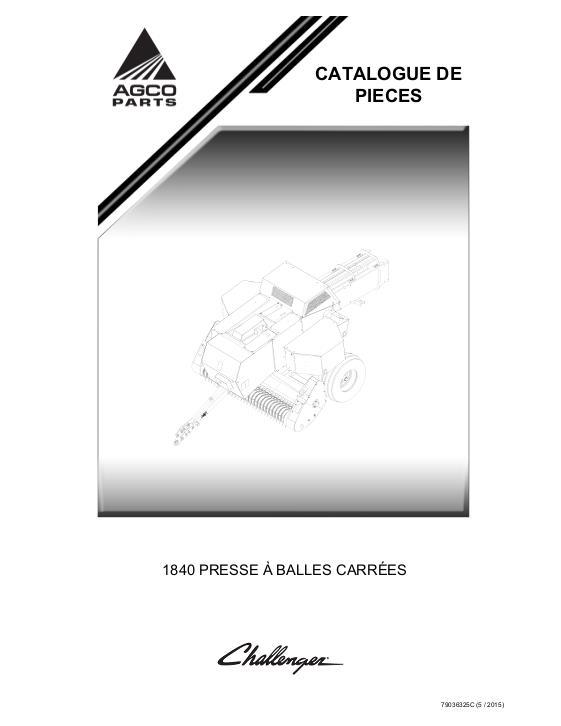 AGCO 1840 Rectangular Baler Parts Book 79036325C French