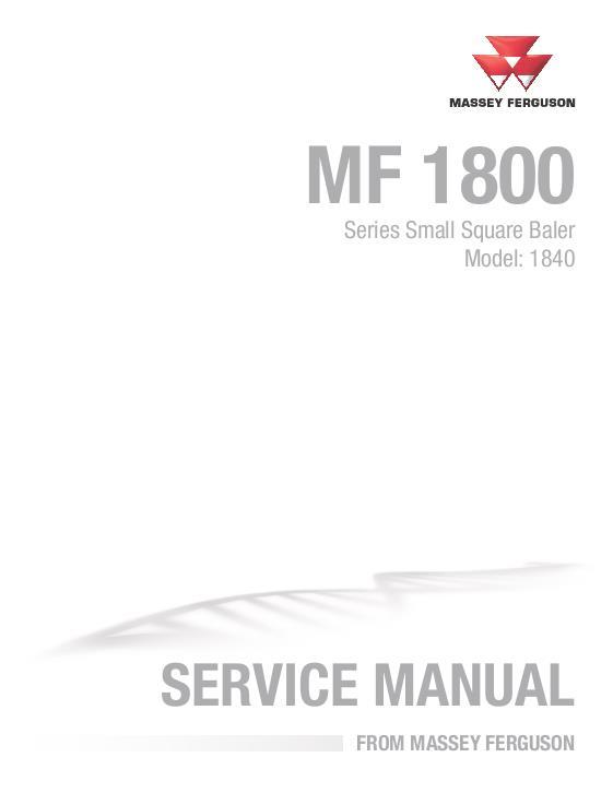 AGCO 1840 Rectangular Baler (prior to AGCM18400FHBS3101) Service Manual 4283517M1 English