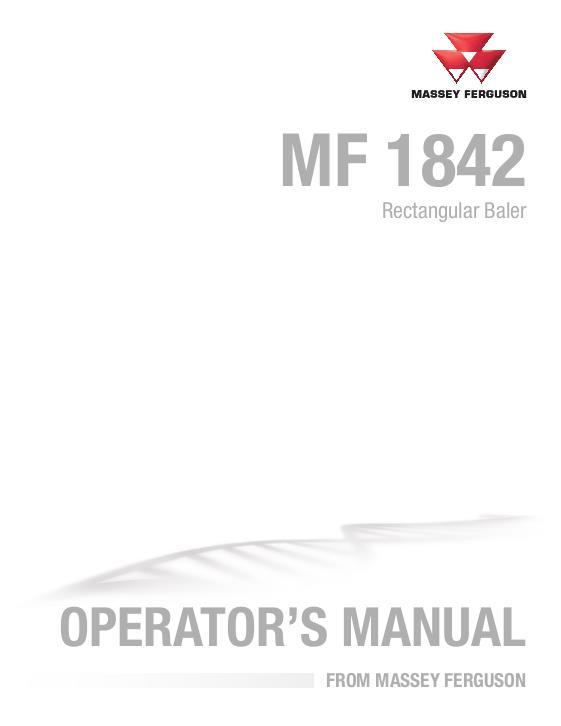 AGCO 1842 Rectangular Baler Operator Manual 700747121A English