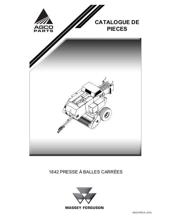 AGCO 1842 Rectangular Baler Parts Book 652031FRA French