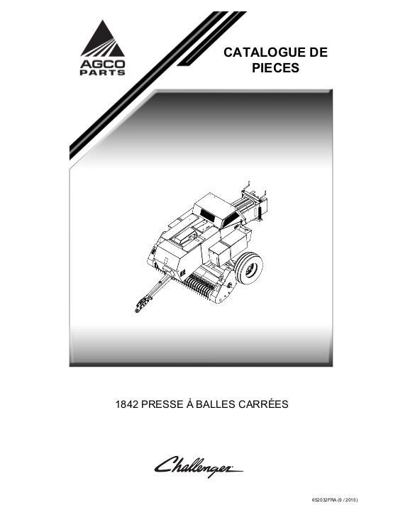 AGCO 1842 Rectangular Baler Parts Book 652032FRA French