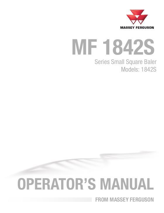 AGCO 1842S Small Square Baler Operator Manual ACX3948160 English
