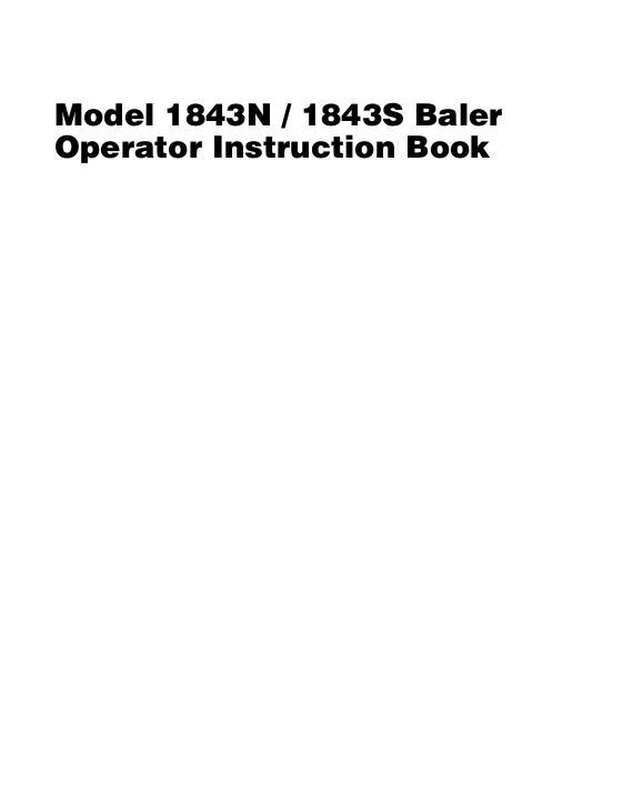 AGCO 1843N 1843S Rectangular Baler (tier 4i) Operator Manual 700729094B English