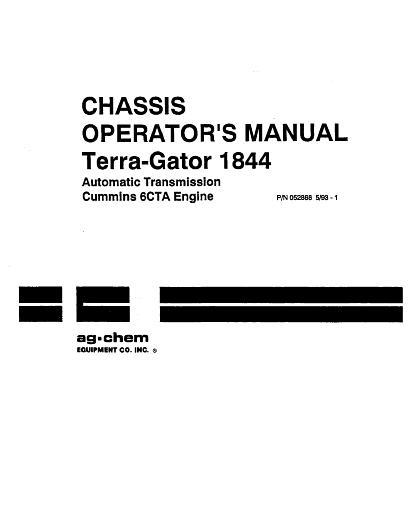 AGCO 1844 TerraGator (chassis, 1993) Operator Manual AG052868 English