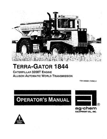 AGCO 1844 TerraGator (chassis, 3208T, world trans, 1996) Operator Manual AG053324 English