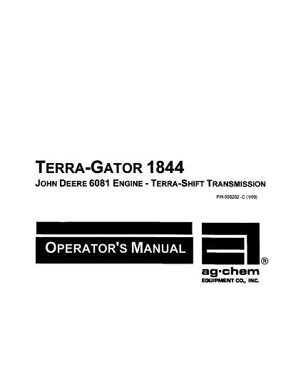 AGCO 1844 TerraGator (chassis, Deere 6081, Terra Shift, 1999) Operator Manual AG055262 English
