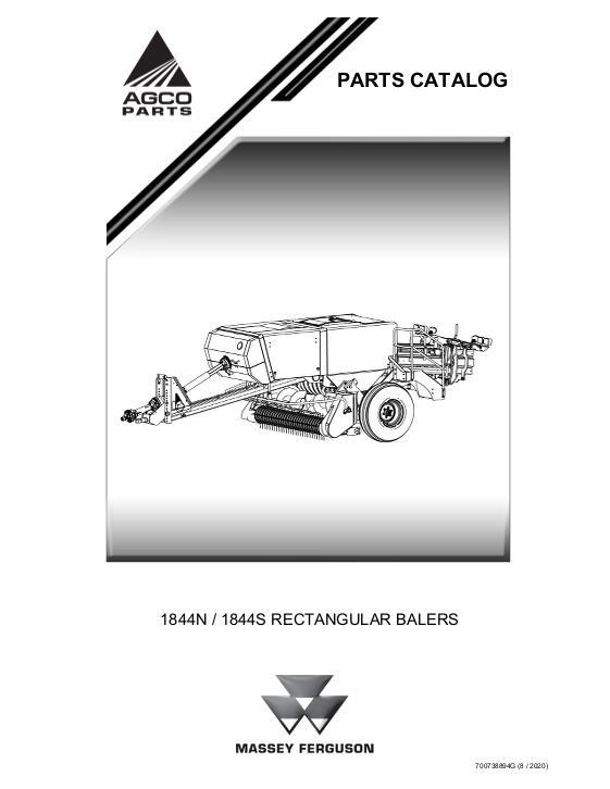 AGCO 1844N 1844S Rectangular Baler Parts Book 700738894G English