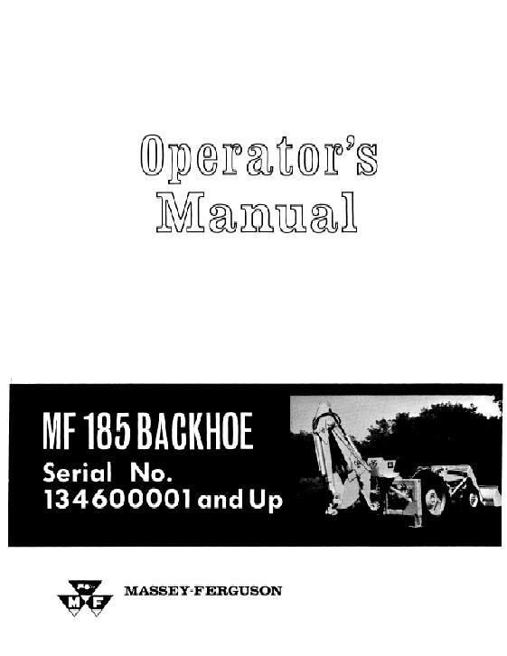AGCO 185 Backhoe Attachment Operator Manual 690328M4 English