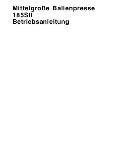 AGCO 185 Baler (Series 2) Operator Manual 700722530B German
