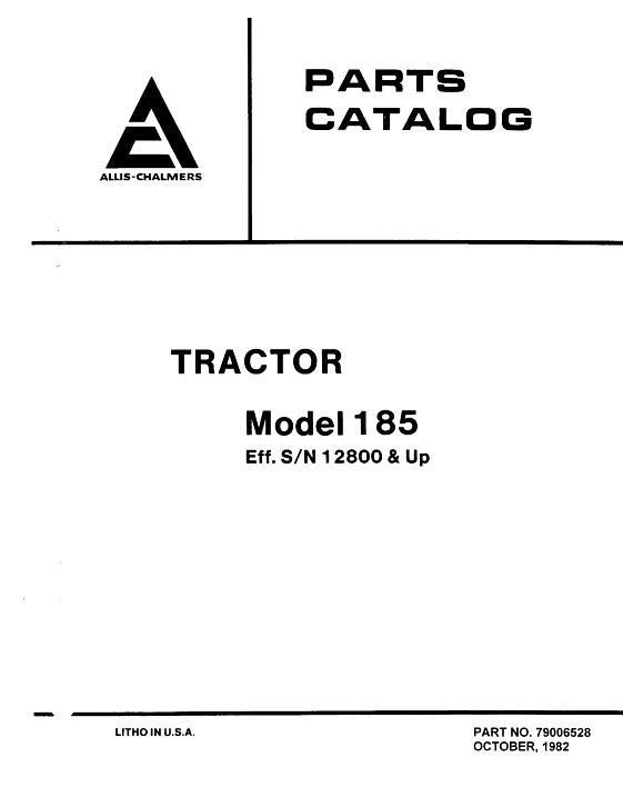 AGCO 185 Tractor (eff sn 12801) Parts Book 79006528 English