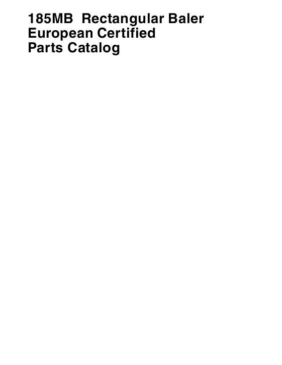 AGCO 185MB 185SII Rectangular Baler (CE) Parts Book 700720756E English