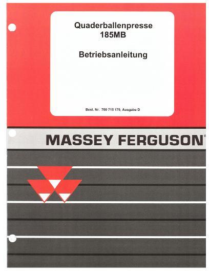 AGCO 185MB Baler (1997, CE) Operator Manual 700715179D German