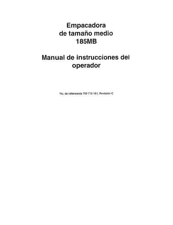 AGCO 185MB Baler (1997, CE) Operator Manual 700715181C Spanish