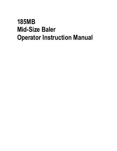 AGCO 185MB Rectangular Baler (CE) Operator Manual 700715174F English