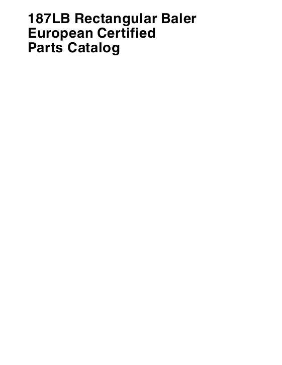 AGCO 187 187LB Baler Parts Book 700718216E English