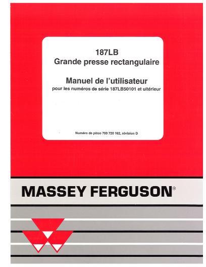 AGCO 187LB Baler (CE) Operator Manual 700720162D French