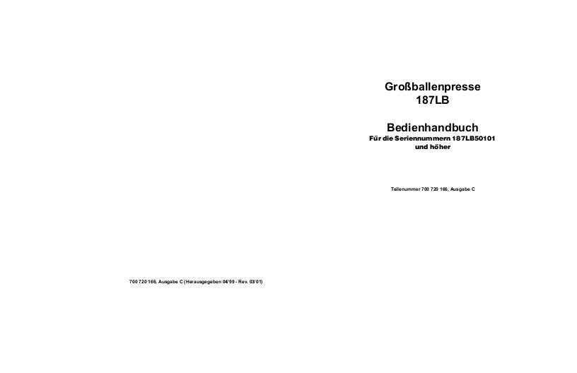 AGCO 187LB Baler (CE) Operator Manual 700720166C German