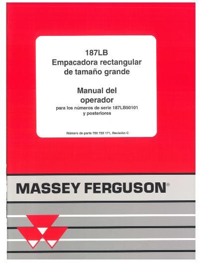 AGCO 187LB Baler (CE) Operator Manual 700720171C Spanish