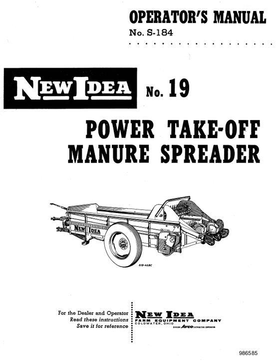 AGCO 19 Manure Spreader (pto drive, includes parts info) Operator Manual 986585 English