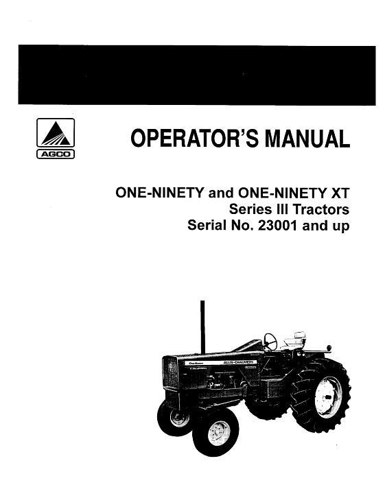 AGCO 190 190XT Tractor (Series 3, eff sn 23001) Operator Manual 70257949 English
