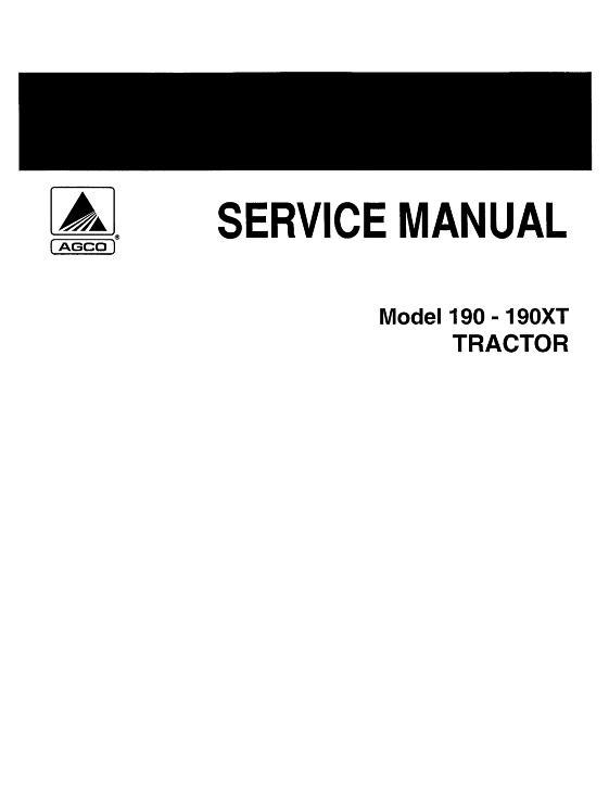 AGCO 190 190XT Tractor (all) Service Manual 79003414 English