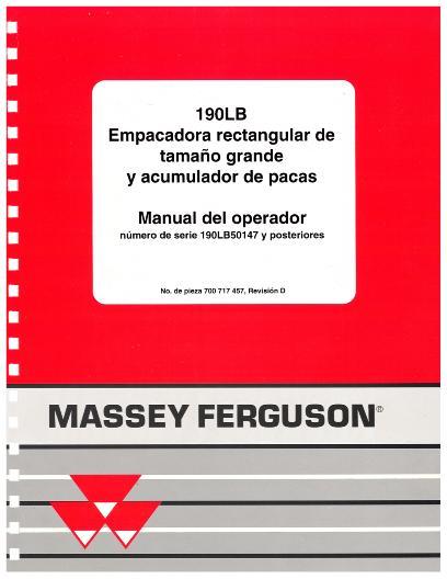 AGCO 190 Baler (eff sn 190LB50147, CE) Operator Manual 700717457D Spanish
