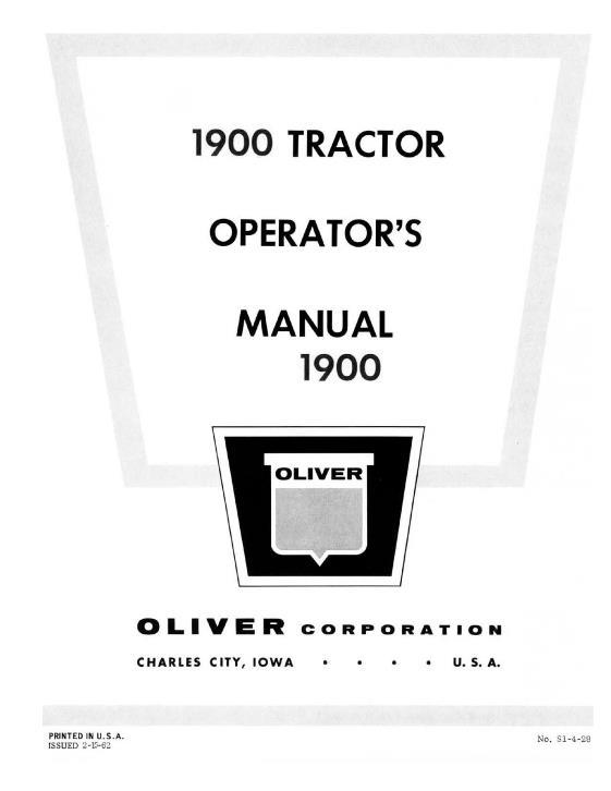 AGCO 1900 Tractor Operator Manual S1-4-28 English
