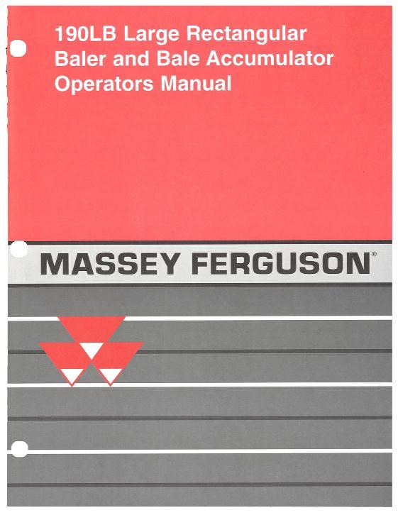 AGCO 190LB Baler (eff sn 50101 - 50146, CE) Operator Manual 700715343A English