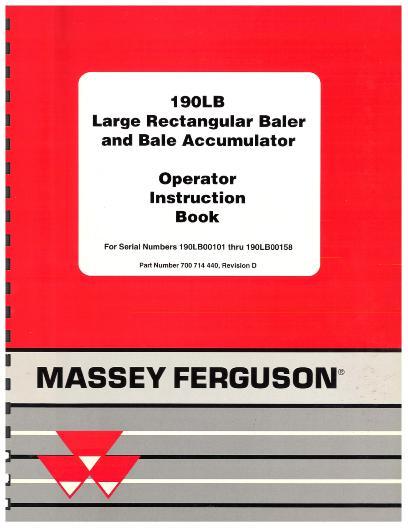 AGCO 190LB Baler (eff sn 50101) Operator Manual 700714440D English