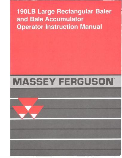 AGCO 190LB Baler (eff sn 50147 - 50304 & HK91193 - HK91220, CE) Operator Manual 700716598E English