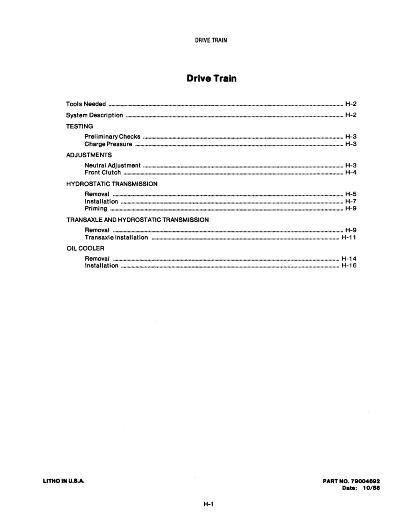 AGCO 1918 1920 Lawn Tractor Control Power Train (section) Service Manual 79004692 English