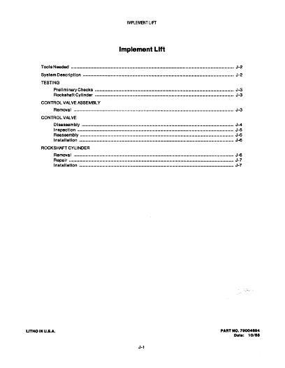AGCO 1918 1920 Lawn Tractor Implement Lift (section) Service Manual 79004694 English