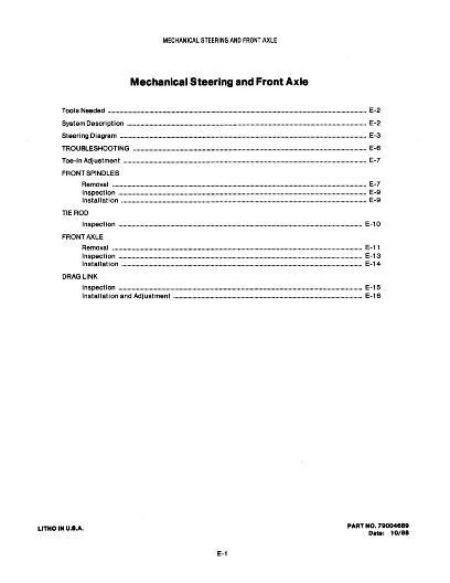 AGCO 1918 1920 Lawn Tractor Steering and Front Axle (section) Service Manual 79004689 English