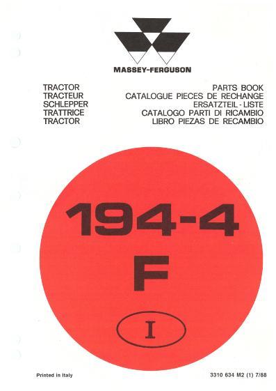 AGCO 194-4F Tractor (fruit) Parts Book 3310634M2 Multiple