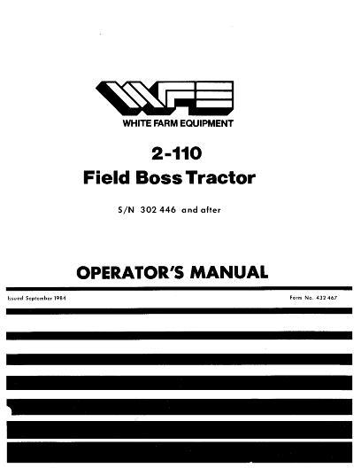 AGCO 2-110 Tractor (eff sn 302446) Operator Manual 432467 English