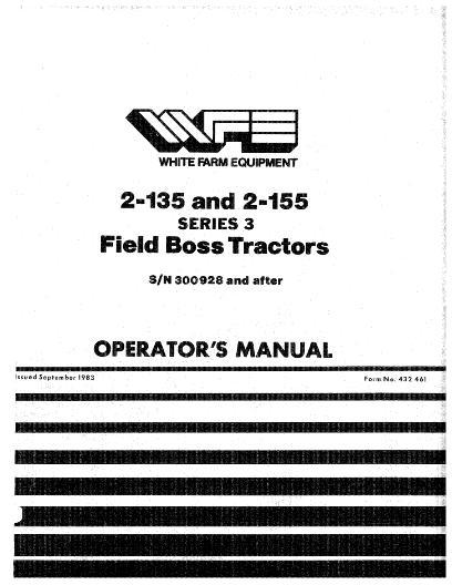 AGCO 2-135 2-155 Tractor (series 3, eff sn 300928) Operator Manual 432461 English