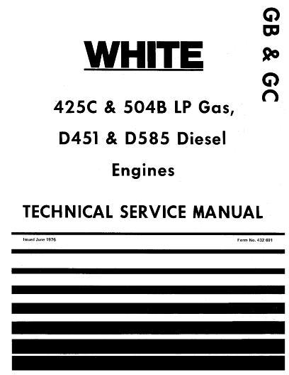 AGCO 2-150 Tractor Engine (425LP, D451, D504, D585) Service Manual 432691 English