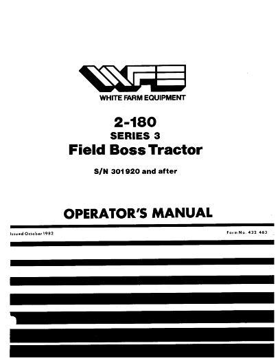AGCO 2-180 Series 3 Tractor (eff sn 301920) Operator Manual 432463 English