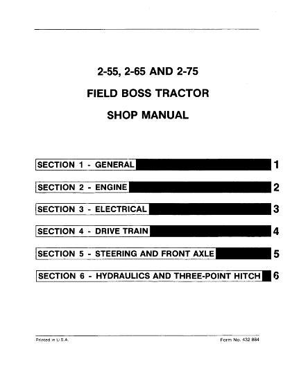AGCO 2-55 2-65 2-75 Tractor Service Manual 432884 English