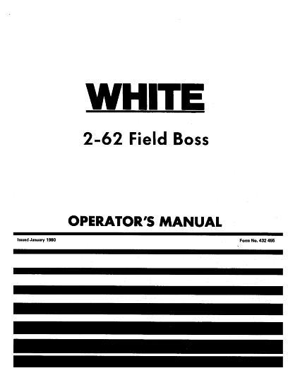 AGCO 2-62 Tractor Operator Manual 432455 English