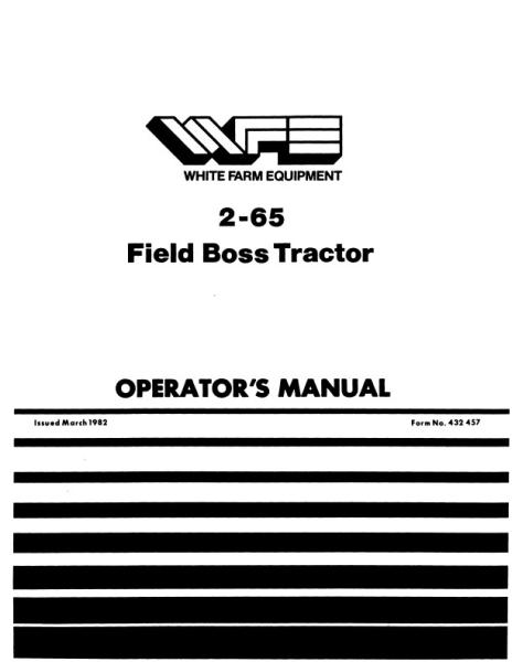 AGCO 2-65 Tractor Operator Manual 432457 English