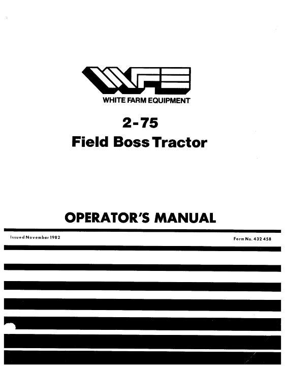 AGCO 2-75 Tractor Operator Manual 432458 English