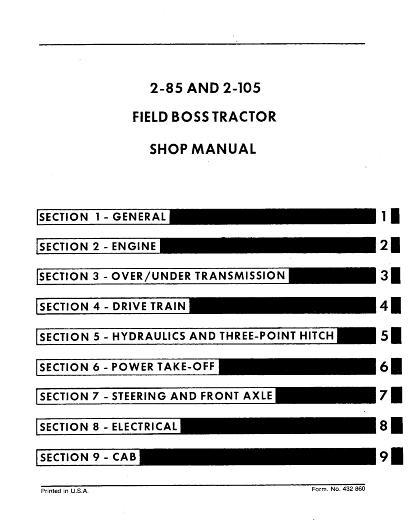 AGCO 2-85 2-105 Tractor Service Manual 432860 English