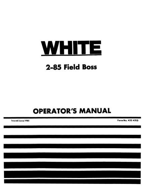 AGCO 2-85 Tractor Operator Manual 432431D English
