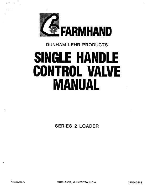 AGCO 2 Loader (single handle control valve) Operator Manual 1PD240386 English