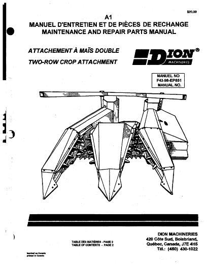 AGCO 2 Row Crop Attachment Parts Book F4398EP851 English