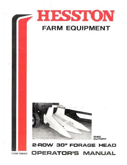 AGCO 2 Row Forage Head (30 inch) (disc cutoff) Operator Manual 7080427 English