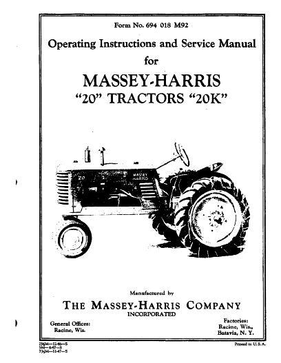 AGCO 20 20K Tractor Operator Manual 694018M92 English