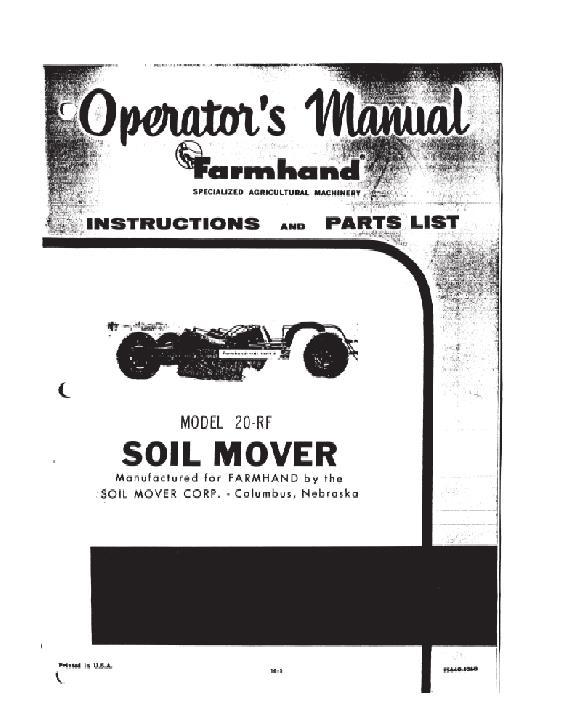 AGCO 20-RF Soil Mover (1960) Operator Manual FS6401060 English